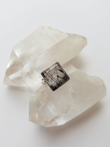 Tourmaline in Quartz Ring