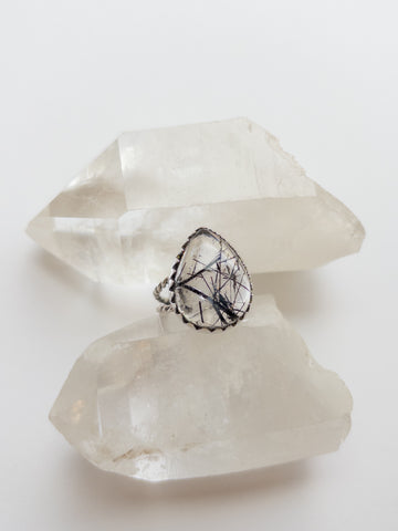 Tourmaline in Quartz Ring