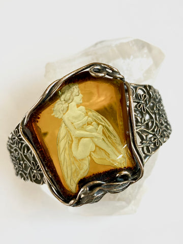 Carved Fairy Amber Cuff