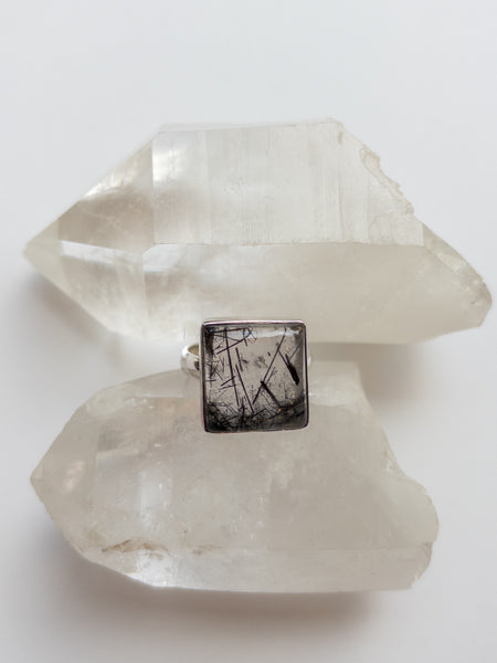 Tourmaline in Quartz Ring