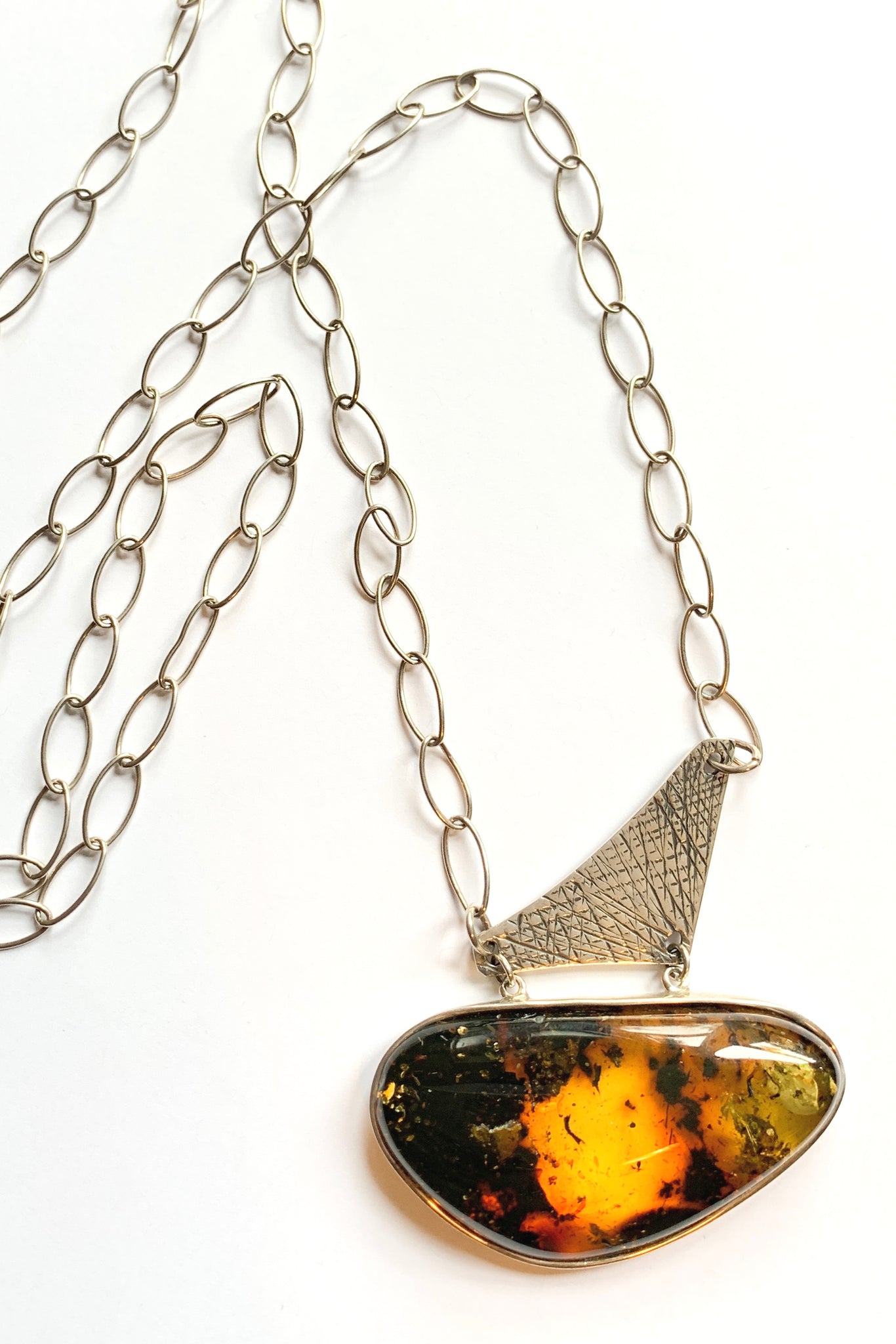Be-Jewelled Baltic Amber Pendant Necklace, Gold/Cognac at John Lewis &  Partners