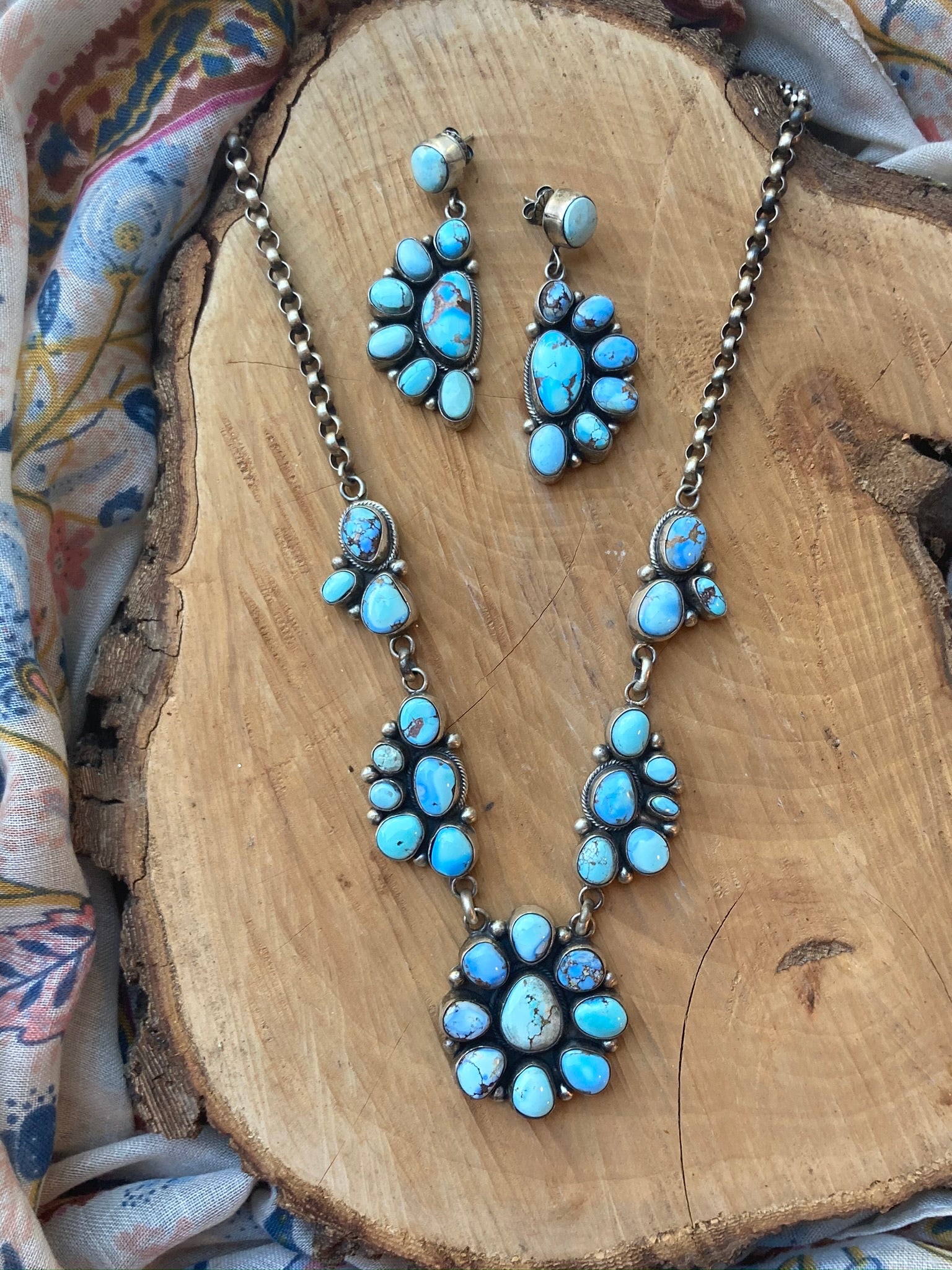Antique Victorian Persian Turquoise Necklace Earrings Set |